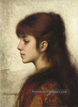 Contemplation portrait de jeune fille Alexei Harlamov Peinture à l'huile